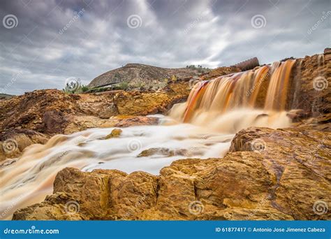 Waterfall At Rio Tinto Stock Photo Image 61877417