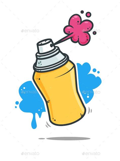 An Orange Spray Bottle With A Pink Flower On It And Blue Paint