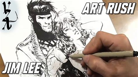 Artrush Jim Lee Drawing Gambit And Rogue Youtube