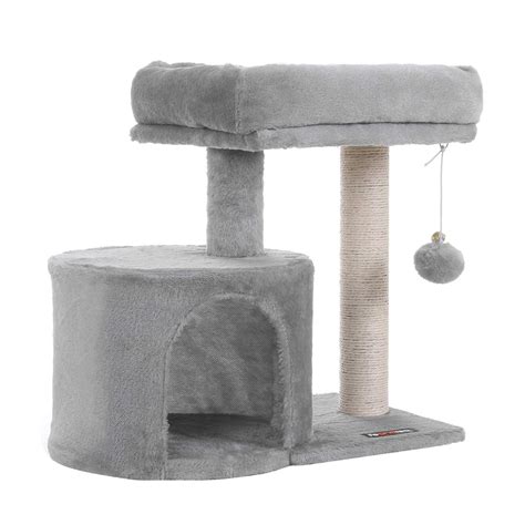 Supporting post made with sisal rope. FEANDREA Cat Tree with Sisal-Covered Scratching Posts ...