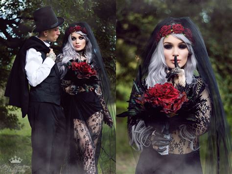 Gothic Bride And Groom Halloween Costume Model Photography