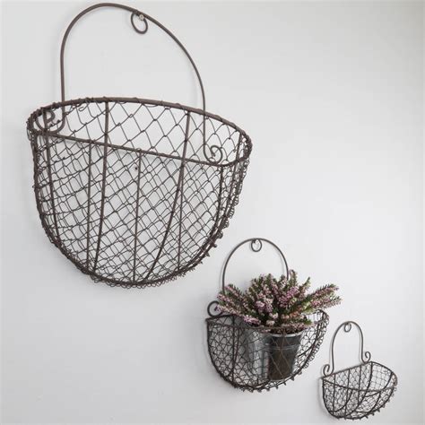Set Of Three Provincial Wire Wall Baskets By Dibor