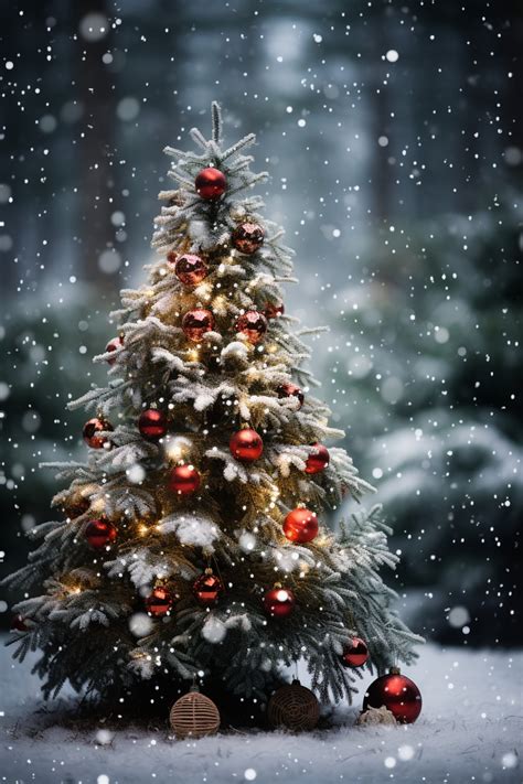 Christmas Tree In Snowfall Free Stock Photo - Public Domain Pictures