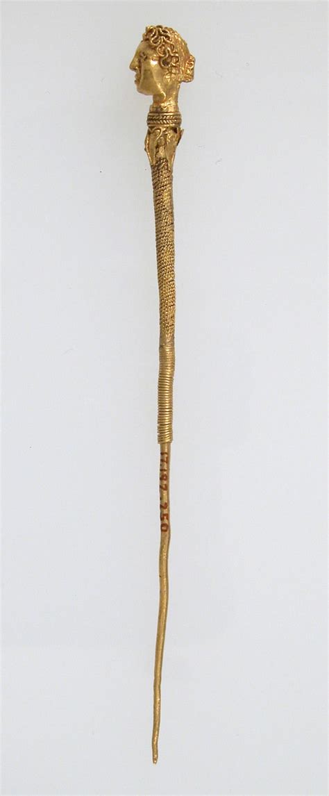 Gold Hairpin Showing A Womans Head And Hairstyle Made In Northern