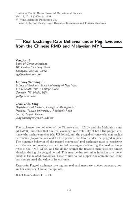 Exchange rate and rmb's exchange rate  exchange rates are important because they enable us to translate different counties' prices into comparable terms. (PDF) Real Exchange Rate Behavior under Peg: Evidence from ...