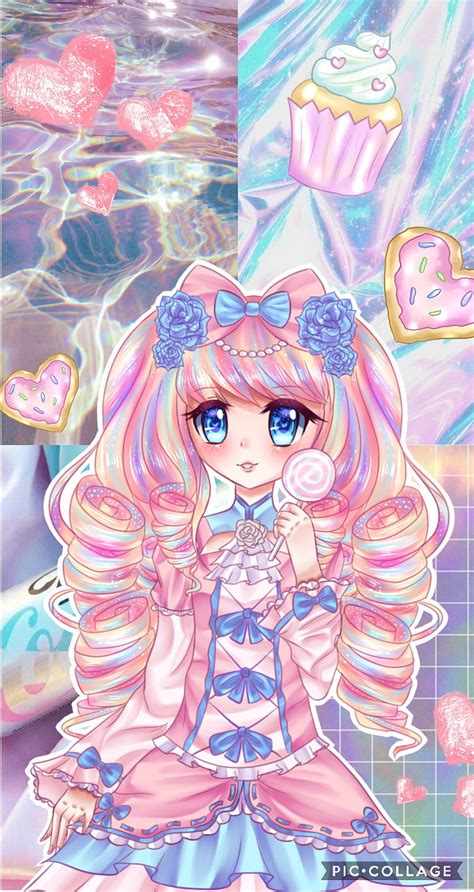 Rainbow Tears Art Print Kawaii Anime Girl Pastel Aesthetic Cute Manga