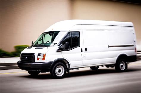 Premium Photo Fast Driving And Delivering Goods White Cargo Van