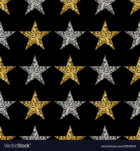 Gold And Silver Stars On Black Background Vector Image