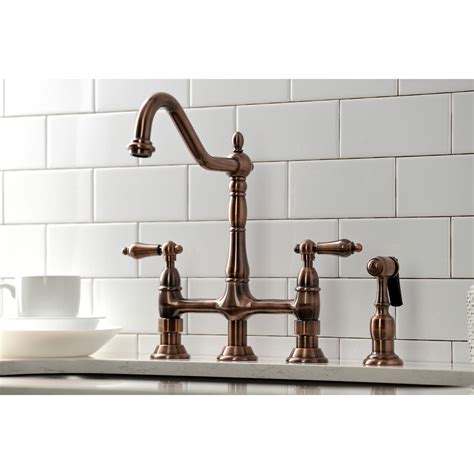 The bronze like color of the faucet offers an our faucets are easy to install and come with an instruction manual. Kingston Brass KS127ALBSAC Heritage Bridge Kitchen Faucet ...
