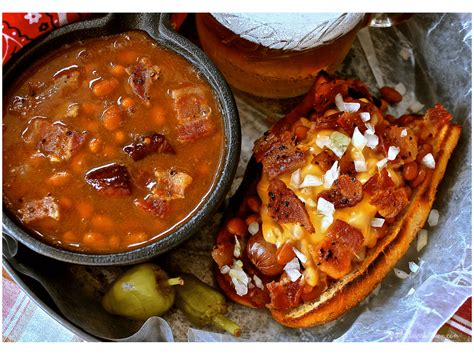 Loaded with fiber, beans help normal digestion in dogs. Cheesy Barbecued Baked Bean Hotdogs with Bacon & Onions / aka "Beanie Wienies" - Wildflour's ...