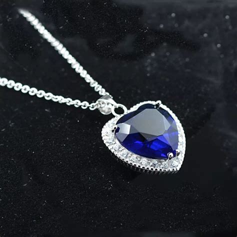 Ailuor Titanic Heart Of The Ocean Necklace Sterling Silver Blue