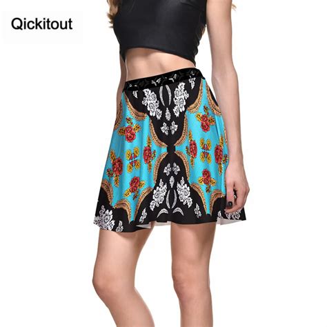 qickitout skirts 2016 fashion national style 3d digital printing skirts drop shipping summer