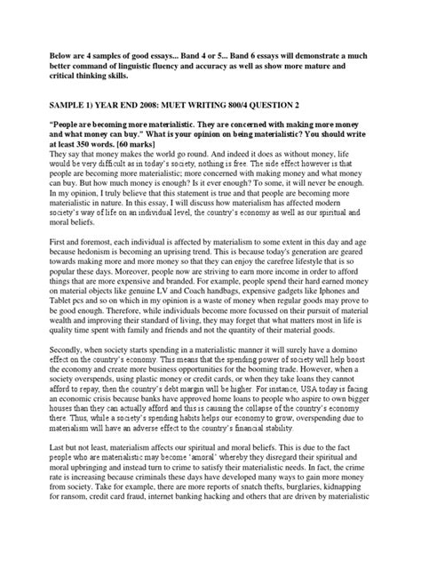 Half scores such as 6.5 are possible. Sample Essay for MUET Band 6 | Supermarket | Grocery Store
