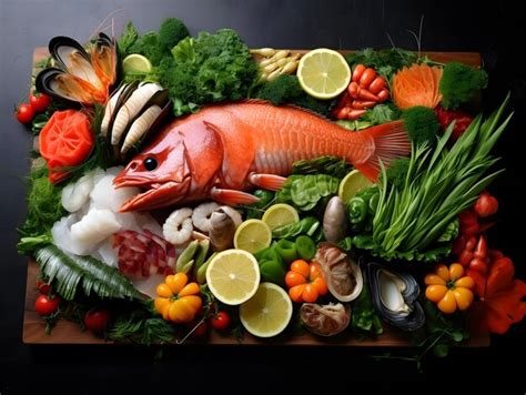 Premium Ai Image Seafood Platter And Fish Fillet Salmon Fillet Tuna