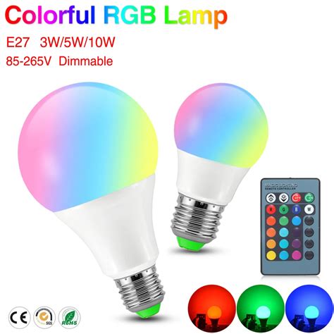 Cheap E27 Rgb Led Lamp 3w 5w 10w 110v 220v Led Rgb Bulb Light Lamp Ir