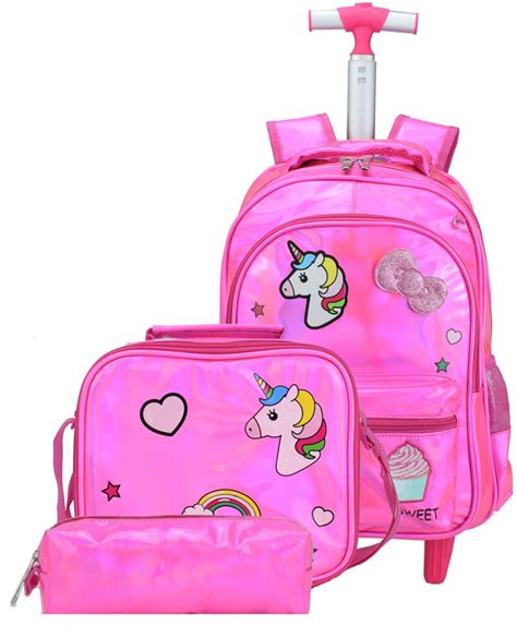 Meetbelify Girls Unicorn Rolling Backpack Wheel Backpacks For Girls Fo