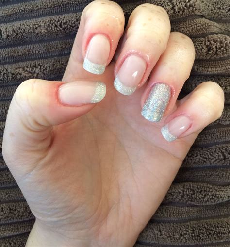 French Gel Extensions With Shellac Silver Chrome Ice Vapor Tips