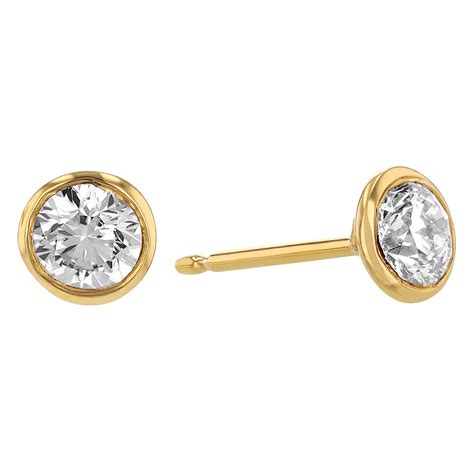 Diamond Bezel Set Stud Earrings In Yellow Gold Borsheims