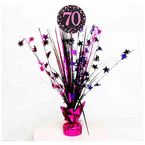 70th Birthday Spray Centrepiece Table Decoration Black Pink Purple Age