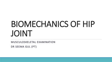 Solution 01 Hip Joint Biomechanics Studypool