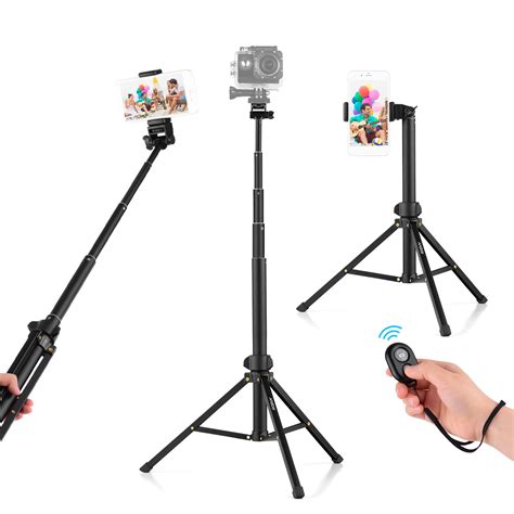 Andoer 15m59in 2 In 1 Tripod Stand Extendable Selfie Stick Aluminum