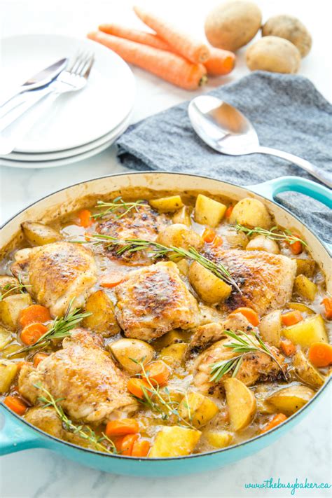 These dinners are packed with flavor and are easily paired with pasta or vegetables to create a balanced meal. Easy One Pot Roasted Chicken Dinner - The Busy Baker