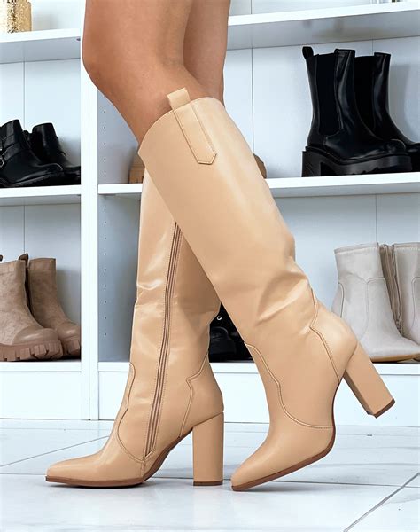 Bottes Nude Talons Et Bout Pointu