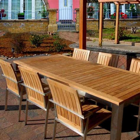 Refresh your outdoor décor with the upland teak wood outdoor patio furniture collection. 7 Pc Steel Teak Extension Table dining set - Signature ...