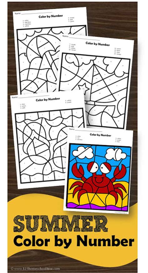 New pictures and coloring pages for children every day! Free Summer Color by Number Printables | Free Homeschool ...