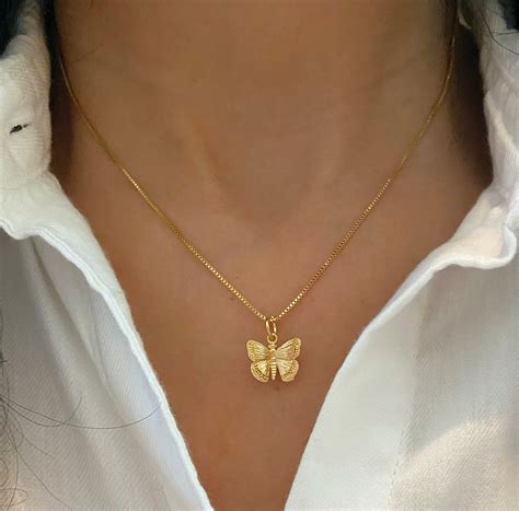 Dainty Gold Butterfly Necklace Gold Filled Necklaces Gold Etsy