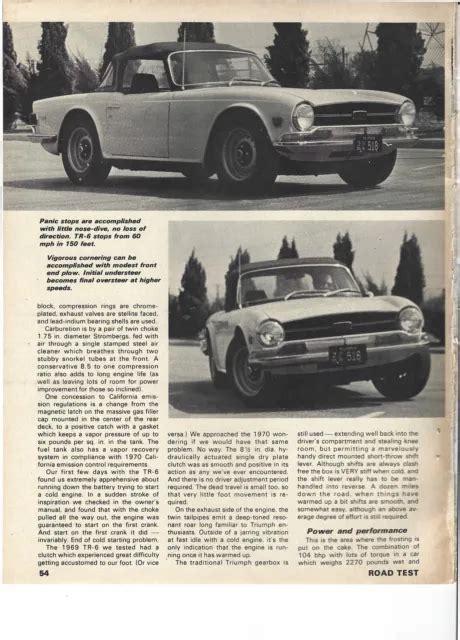 1970 Triumph Tr6 6 Pg Road Test Article 895 Picclick