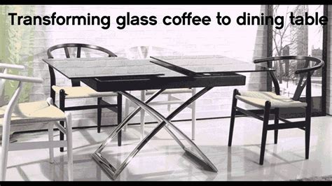 Awesome kitchen coffee table turns into dining table. Transforming small glass table turns into dining table by ...