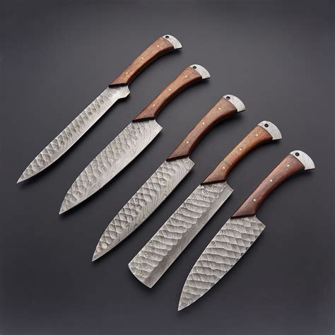 Forged knives are made from heated bar steel and roughly shaped using a drop hammer. 5 PCS Damascus Chef Knife Set - ApolloBox