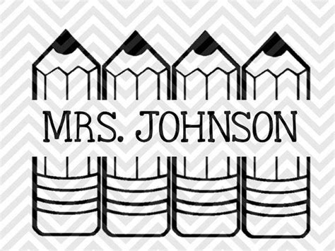 Download Back to School Teacher Pencil Name Tag Monogram SVG file - Cut File - Cricut projects - cricut ...