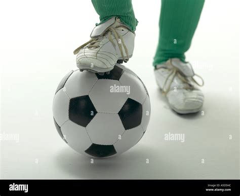 Soccer Players Feet On A Football Stock Photo Alamy