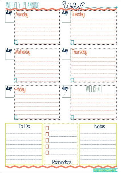 Free Homeschool Weekly Planner Printable Week At A Glance Form