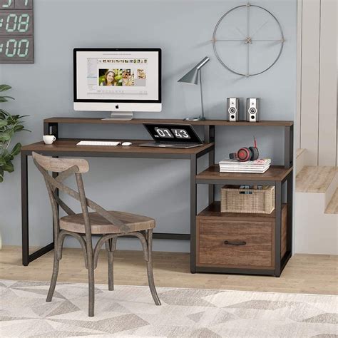 Tribesigns59 Inch Computer Desk With Storage Shelves And File Drawer Large Home Office Desk