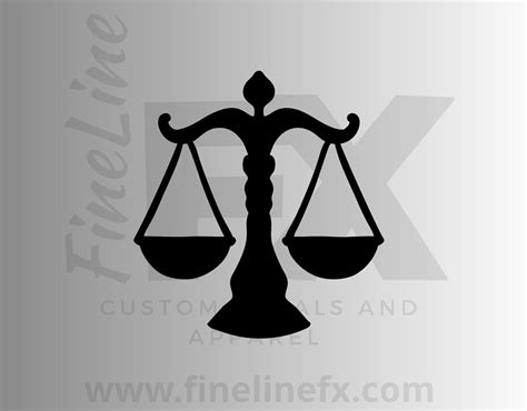 Law Scales Of Justice Vinyl Decal Sticker Finelinefx Vinyl Decals