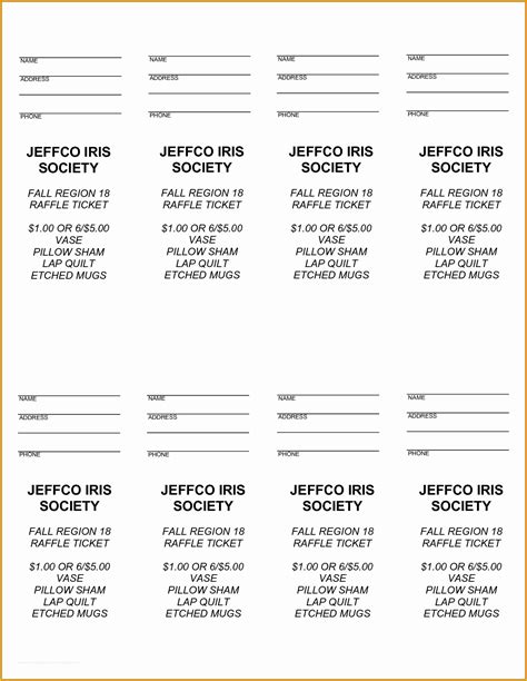 Free ticket templates 8 per page of 8 free raffle ticket template for