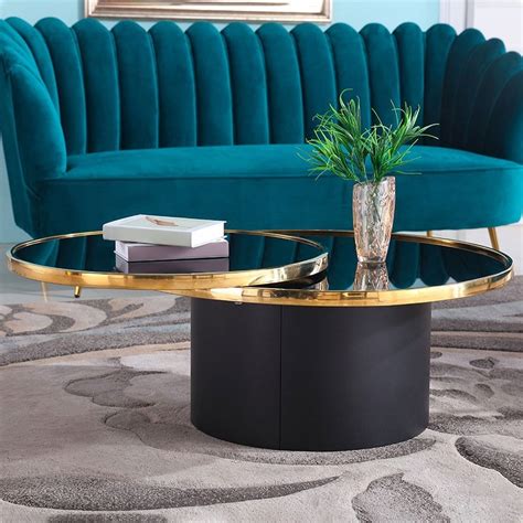 Each of these unique black and gold coffee tables was constructed with extraordinary care, often using metal, brass and gold.there are 96 antique and vintage black and gold coffee tables for sale at 1stdibs, while we also have 46 modern editions to choose from as well. Luxury Nordic Black Tempered Glass Round Coffee Table with ...