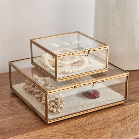 Glass Shadow Boxes Jewelry Organization West Elm In 2022 Glass Shadow Box Glass Jewelry