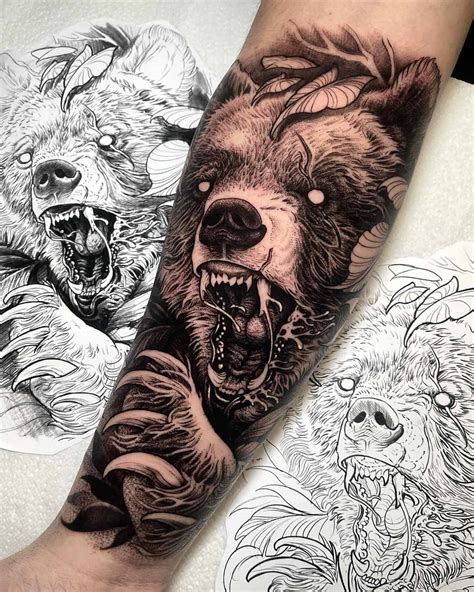 Standing Grizzly Bear Tattoo