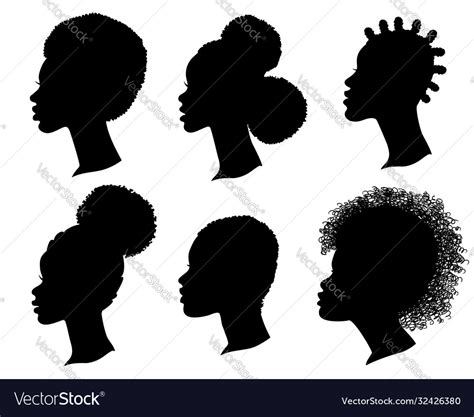 African American Women Profile Black Silhouette Vector Image