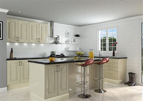 Palermo High Gloss Cream Kitchen Doors Made To Measure From £299