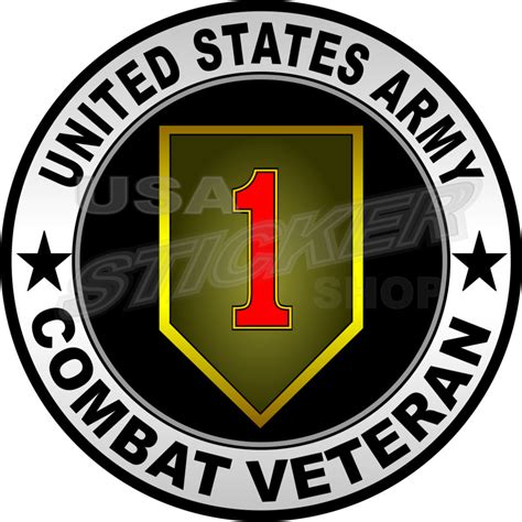 Us Army 1st Infantry Combat Veteran Patch Sticker Round Usa