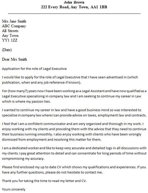 Your law firm cover letter has to work like a case brief of your application. Legal Executive Cover Letter Example - icover.org.uk