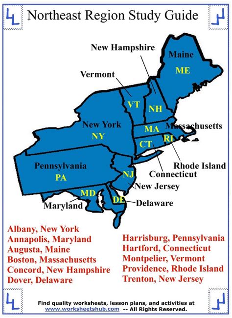 Fourth Grade Social Studies Northeast Region Study Guide States And