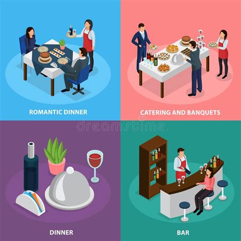 Banquet Catering Party Top View Stock Illustration Illustration Of