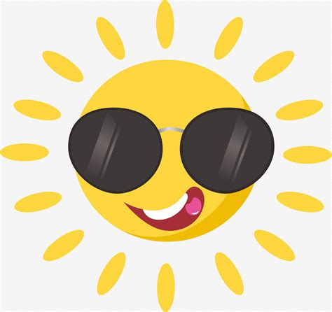 Sun Wearing Sunglasses Cartoon Vector Illustration Cartoon Sunglasses