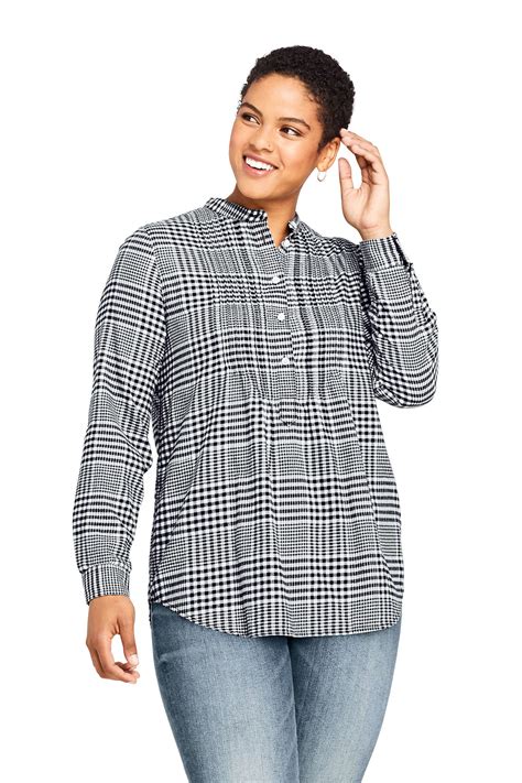 Lands End Womens Plus Size Long Sleeve Flannel Tunic